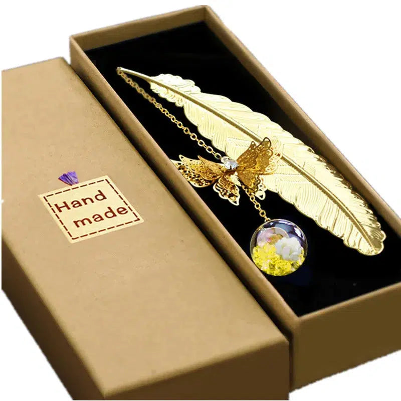 Book Marks Feather Brass