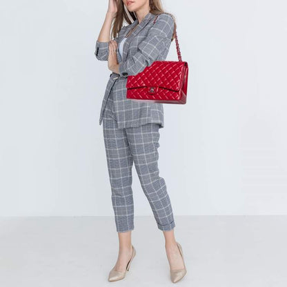 Chanel Red Quilted Caviar Leather Maxi Classic Double Flap Bag