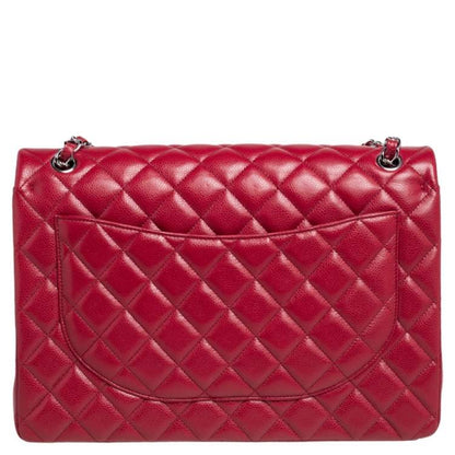 Chanel Red Quilted Caviar Leather Maxi Classic Double Flap Bag