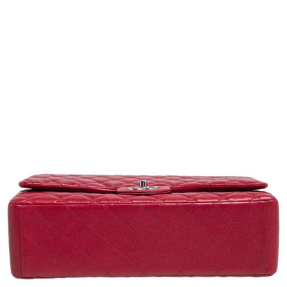 Chanel Red Quilted Caviar Leather Maxi Classic Double Flap Bag