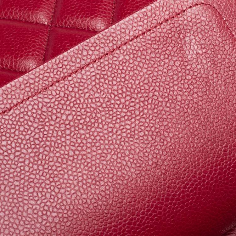 Chanel Red Quilted Caviar Leather Maxi Classic Double Flap Bag