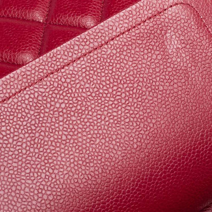 Chanel Red Quilted Caviar Leather Maxi Classic Double Flap Bag
