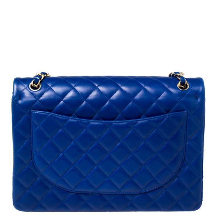 Chanel Blue Quilted Caviar Leather Maxi Classic Double Flap Bag