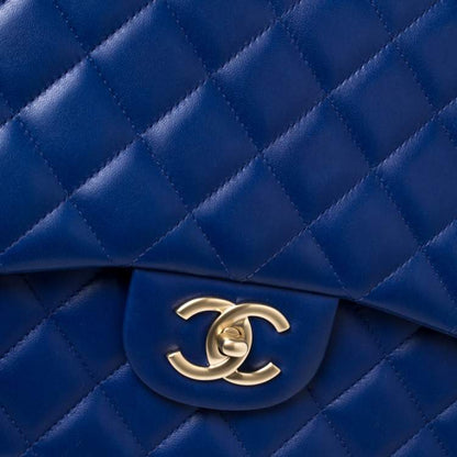 Chanel Blue Quilted Caviar Leather Maxi Classic Double Flap Bag