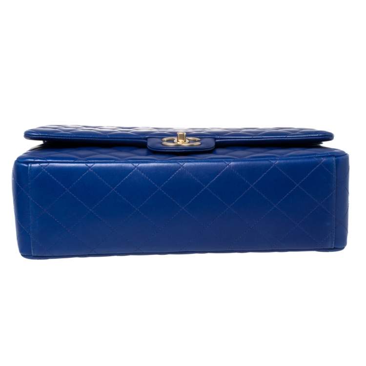 Chanel Blue Quilted Caviar Leather Maxi Classic Double Flap Bag